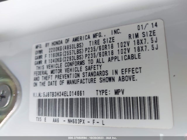 Acura RDX 2014 5J8TB3H34EL014661 Image 9