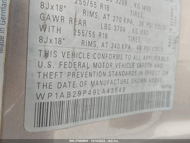 2009 PORSCHE CAYENNE WP1AB29P49LA43549 Photo 8