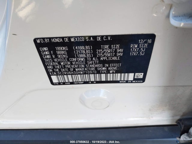 Honda HR-V LX 2017 3CZRU6H30HM710970 Image 9