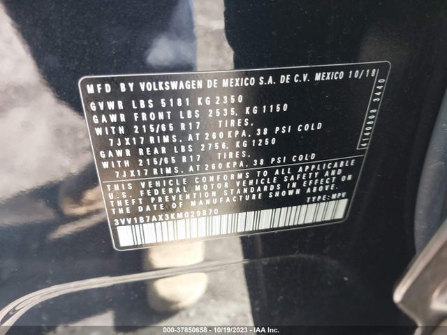3VV1B7AX3KM029870 Volkswagen TIGUAN S