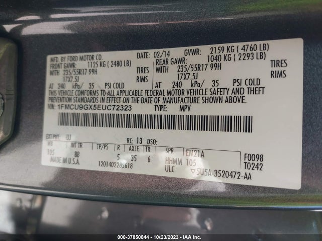 Ford ESCAPE SE 2014 1FMCU9GX5EUC72323 Image 9
