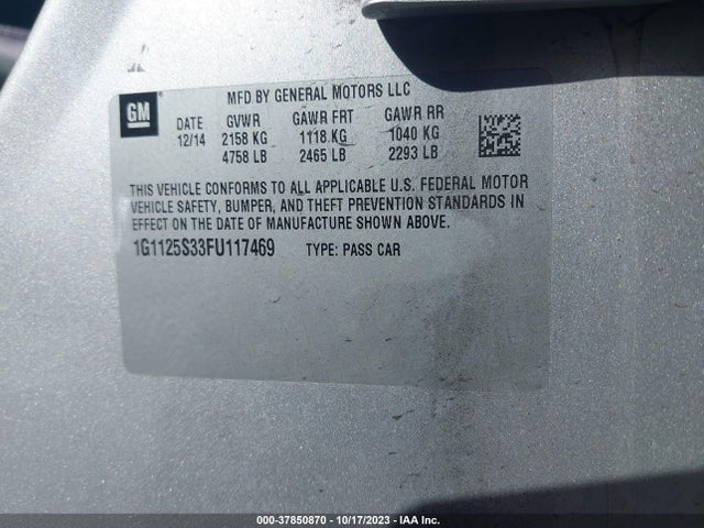 Chevrolet Impala 2lt 2015 1G1125S33FU117469 Image 9