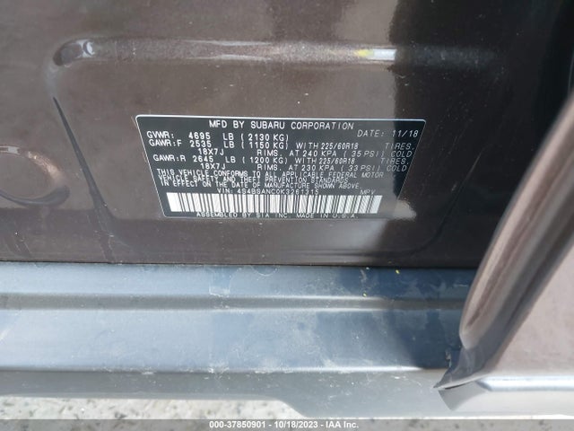 Subaru Outback Limited 2019 4S4BSANC0K3261315 Image 9
