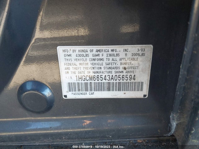 2003 HONDA ACCORD SDN EX VIN: 1HGCM66543A056594