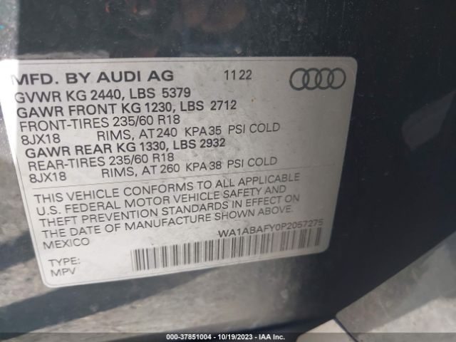 WA1ABAFY0P2057275 Audi Q5 PREMIUM