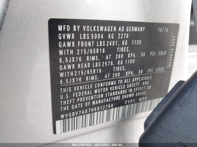 WVGBV7AX7HK012754 Volkswagen TIGUAN