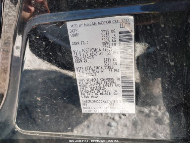 5N1DR2MM1JC625941 Nissan Pathfinder Sv