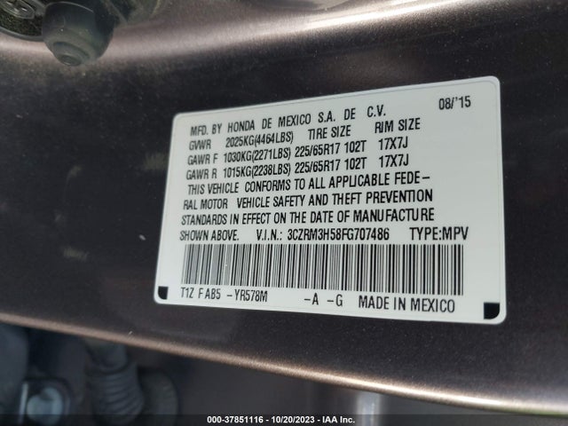 Honda CR-V EX 2015 3CZRM3H58FG707486 Image 9