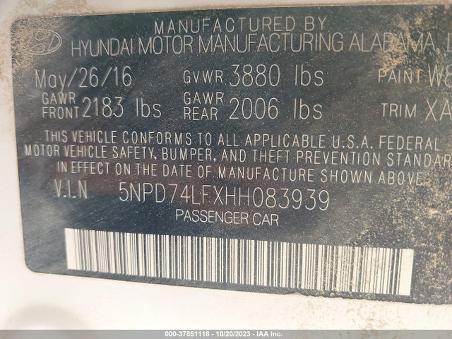Hyundai ELANTRA SE 2017 5NPD74LFXHH083939 Image 9
