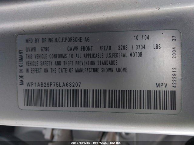 2005 PORSCHE CAYENNE WP1AB29P75LA63207 Photo 8