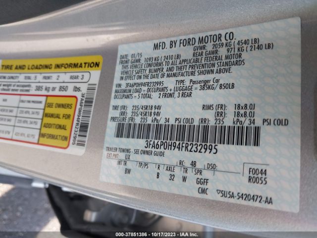 3FA6P0H94FR232995 Ford FUSION SE