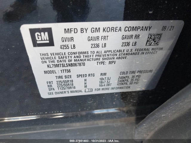 Chevrolet Trailblazer Rs 2022 KL79MTSL5NB067870 Image 9