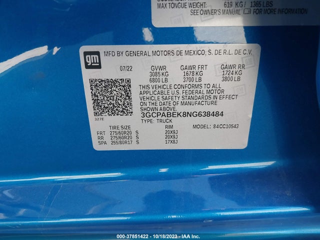 Chevrolet Silverado 1500 Custom 2022 3GCPABEK8NG638484 Image 9