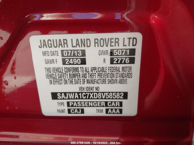 2013 JAGUAR XJ SAJWA1C7XD8V58582 Photo 8