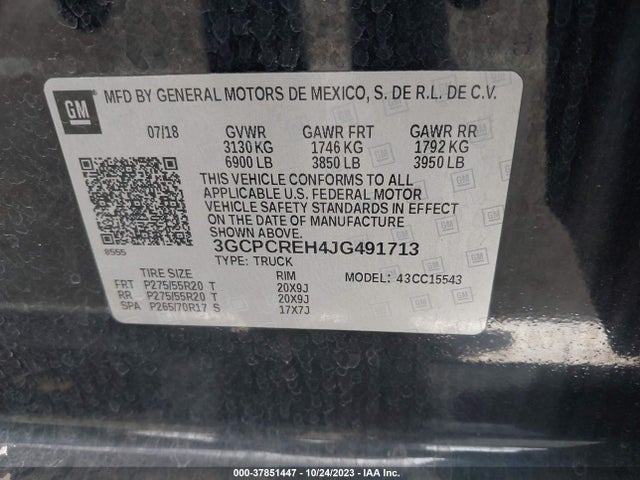 3GCPCREH4JG491713 Chevrolet Silverado 1500 1lt