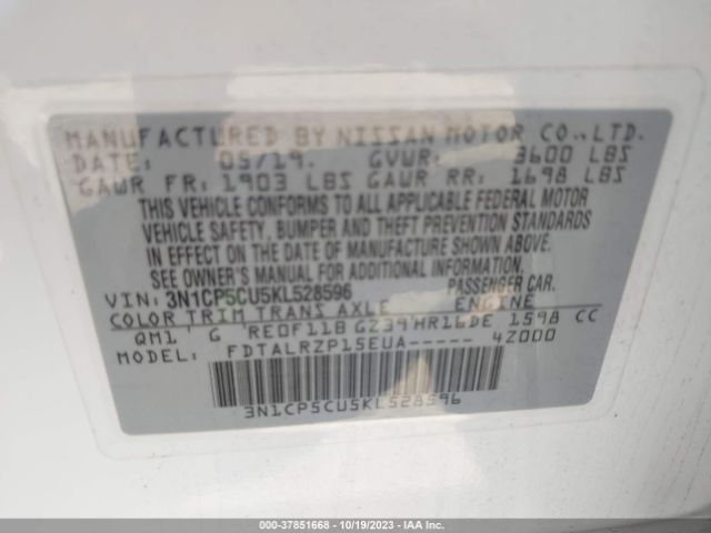 3N1CP5CU5KL528596 Nissan KICKS S