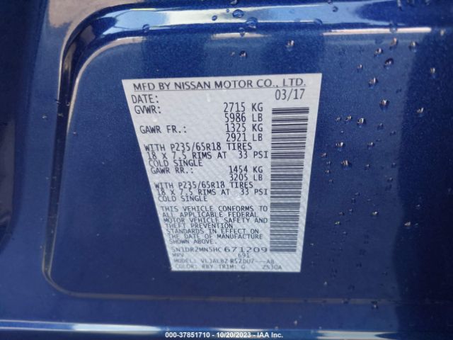 5N1DR2MN5HC671209 Nissan Pathfinder S