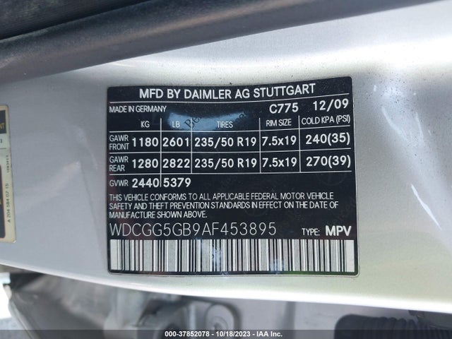 Продажа на аукционе авто 2010 Mercedes-benz Glk-class Glk 350, vin: WDCGG5GB9AF453895, номер лота: 37852078
