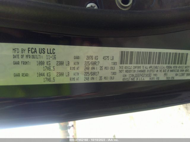 1C4NJDEB7HD210183 Jeep Compass Latitude