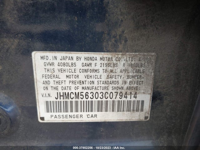 2003 HONDA ACCORD SDN LX VIN: JHMCM56303C079414