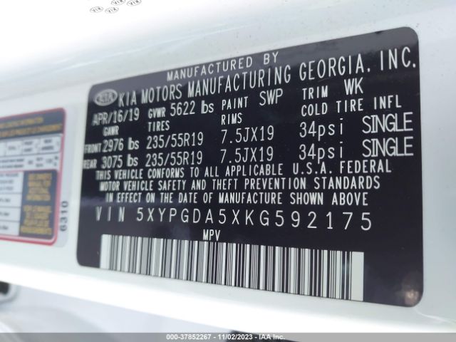 5XYPGDA5XKG592175 KIA Sorento S V6