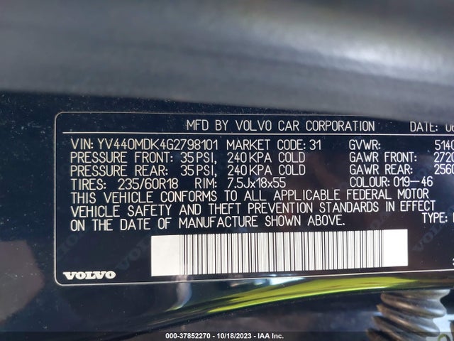 2016 VOLVO XC60 T5 DRIVE-E PREMIER VIN: YV440MDK4G2798101