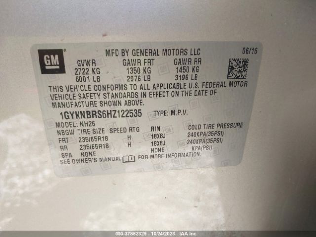 1GYKNBRS6HZ122535 Cadillac XT5 LUXURY