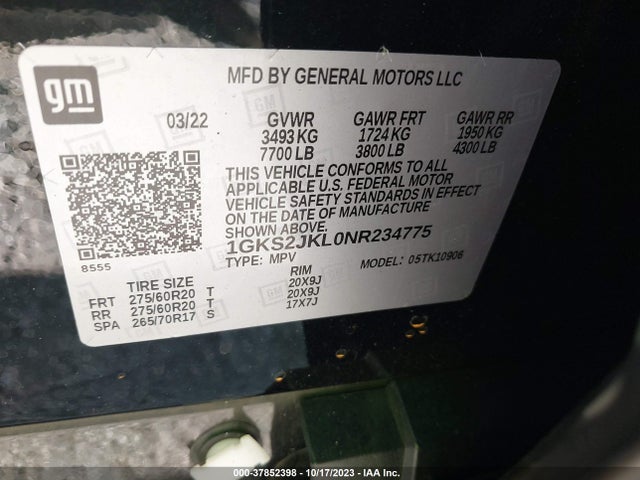 GMC YUKON XL DENALI 2022 1GKS2JKL0NR234775 Image 9
