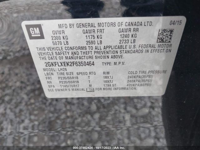 2GKFLXEK2F6350464 GMC Terrain Slt