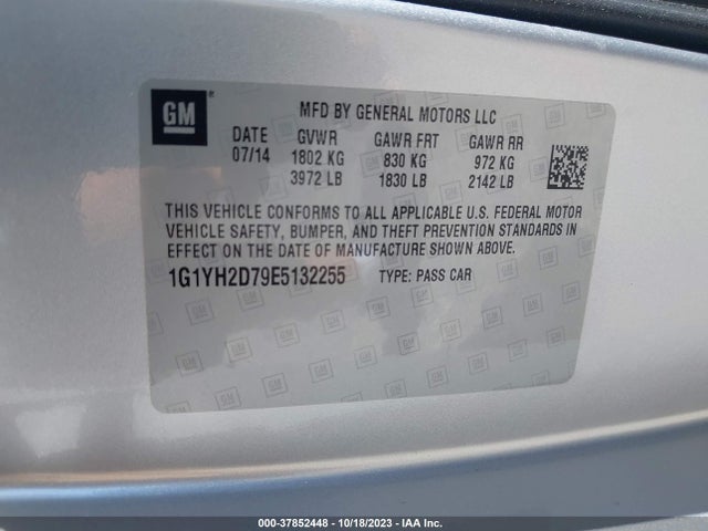Chevrolet Corvette Stingray Z51 2014 1G1YH2D79E5132255 Image 9