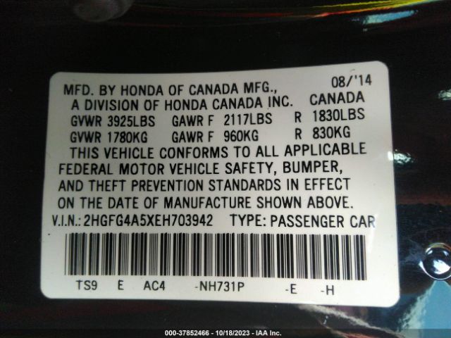 2HGFG4A5XEH703942 Honda Civic Coupe Si