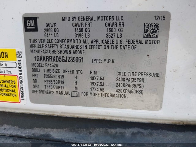 GMC Acadia Slt-1 2016 1GKKRRKD5GJ239961 Image 9