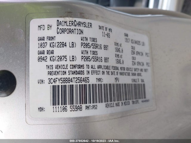 2004 CHRYSLER PT CRUISER 3C4FY58B84T256465 Photo 8