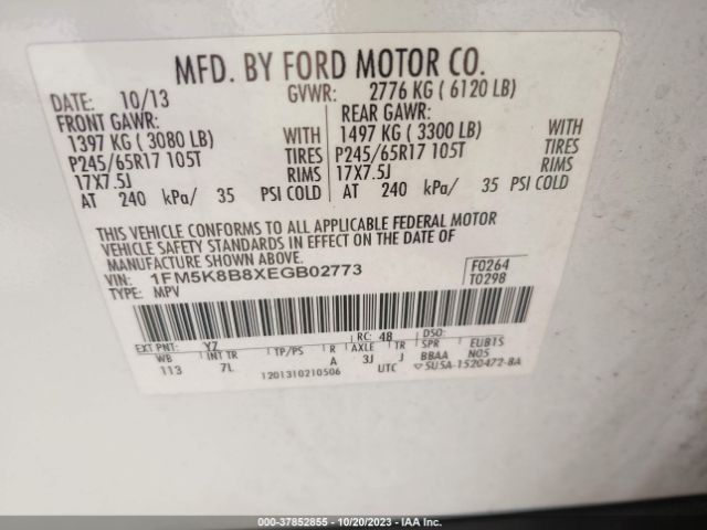 1FM5K8B8XEGB02773 Ford Explorer Base