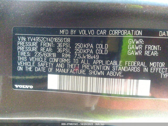2013 VOLVO XC90 3.2/3.2 PLATINUM/3.2 PREMIER PLUS VIN: YV4952CY4D1656138