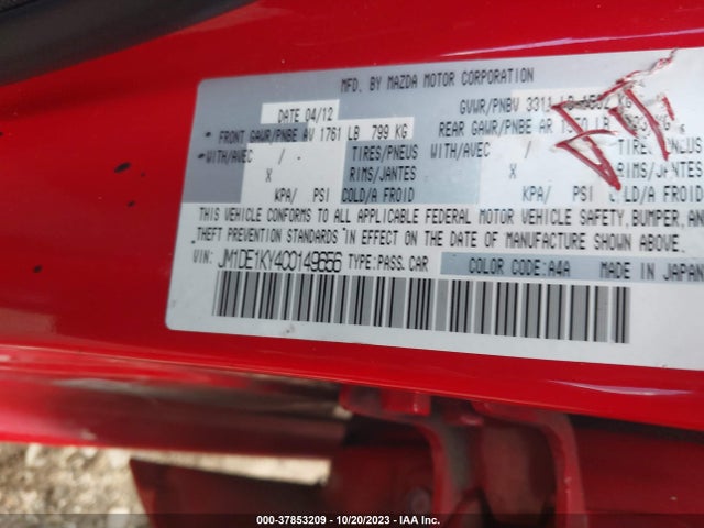 2012 MAZDA MAZDA2 SPORT VIN: JM1DE1KY4C0149656