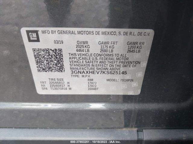 2019 CHEVROLET EQUINOX 3GNAXHEV7KS625145 Photo 8