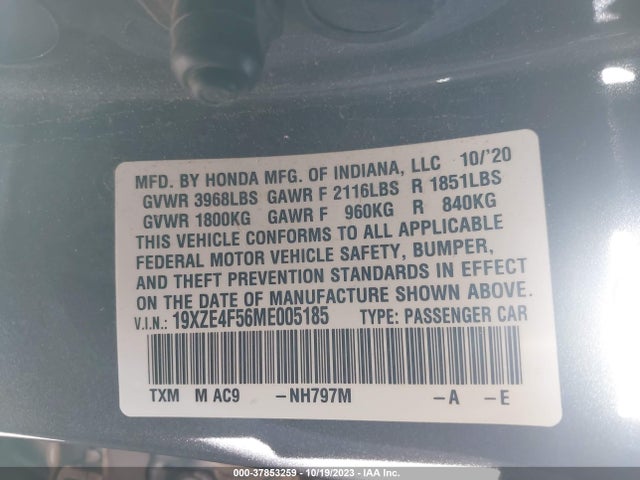 Honda INSIGHT EX 2021 19XZE4F56ME005185 Image 9