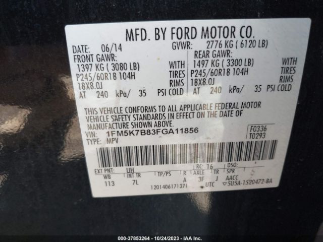 1FM5K7B83FGA11856 Ford Explorer Base
