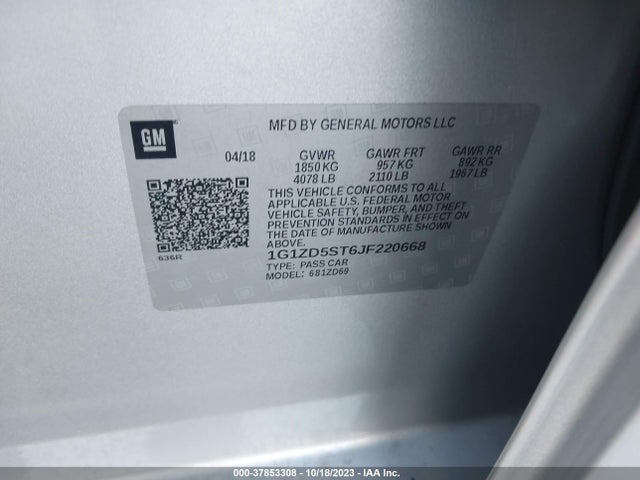 Chevrolet MALIBU LT 2018 1G1ZD5ST6JF220668 Image 9