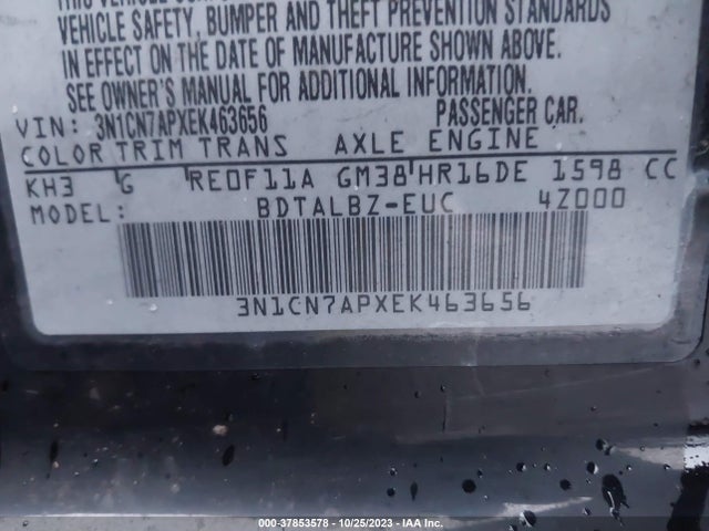 Nissan Versa S/s Plus/sv/sl 2014 3N1CN7APXEK463656 Image 9