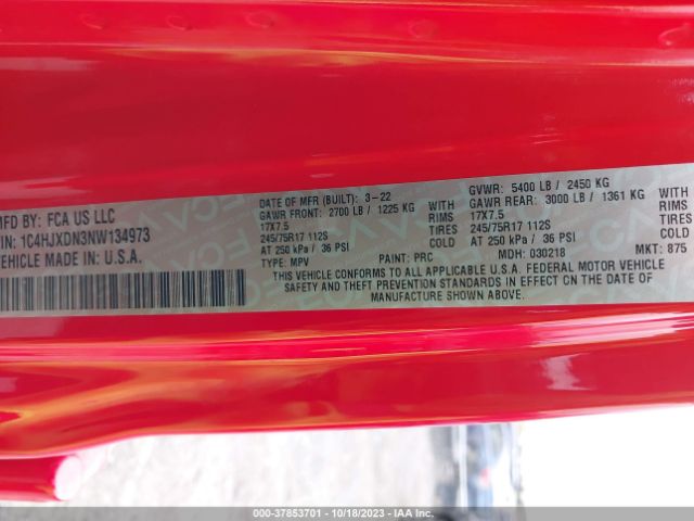 1C4HJXDN3NW134973 Jeep Wrangler Unlimited Sport S