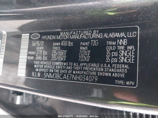 Hyundai TUCSON SEL 2022 5NMJBCAE7NH034079 Image 9