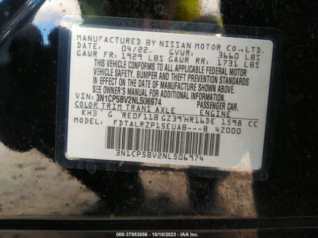 3N1CP5BV2NL506974 Nissan KICKS S