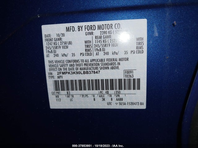 Ford Edge Titanium 2020 2FMPK3K90LBB37847 Image 9