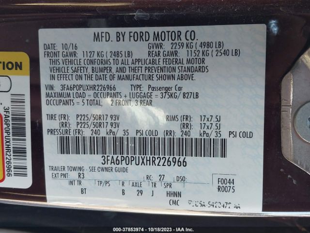 3FA6P0PUXHR226966 Ford Fusion Energi Se