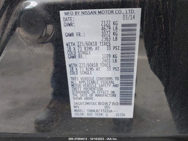 Nissan Rogue Sl 2014 5N1AT2MV5EC808780 Image 9