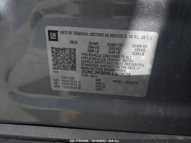 Chevrolet Trax Fwd Ls 2020 3GNCJKSB9LL158629 Image 9