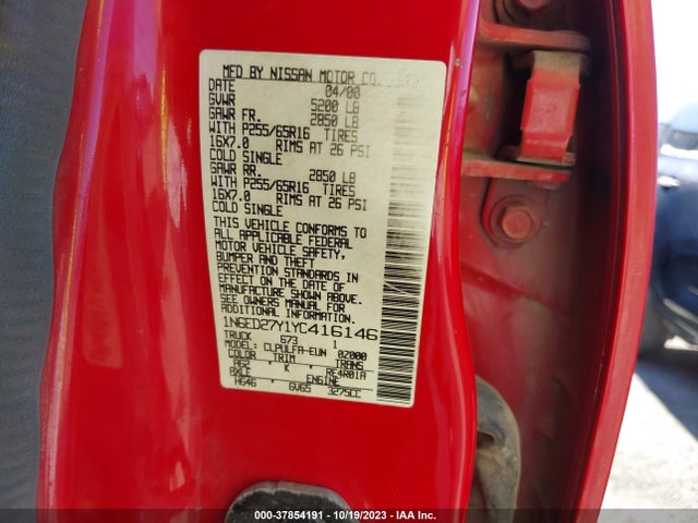 2000 NISSAN FRONTIER 4WD 1N6ED27Y1YC416146 Photo 8