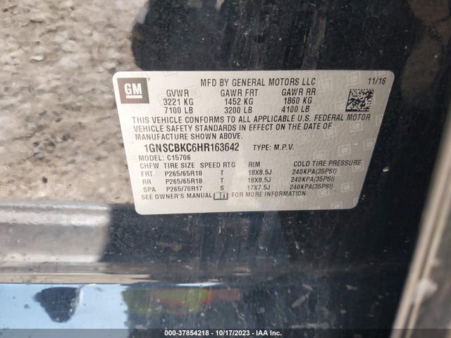 Chevrolet Tahoe Lt 2017 1GNSCBKC6HR163642 Image 9